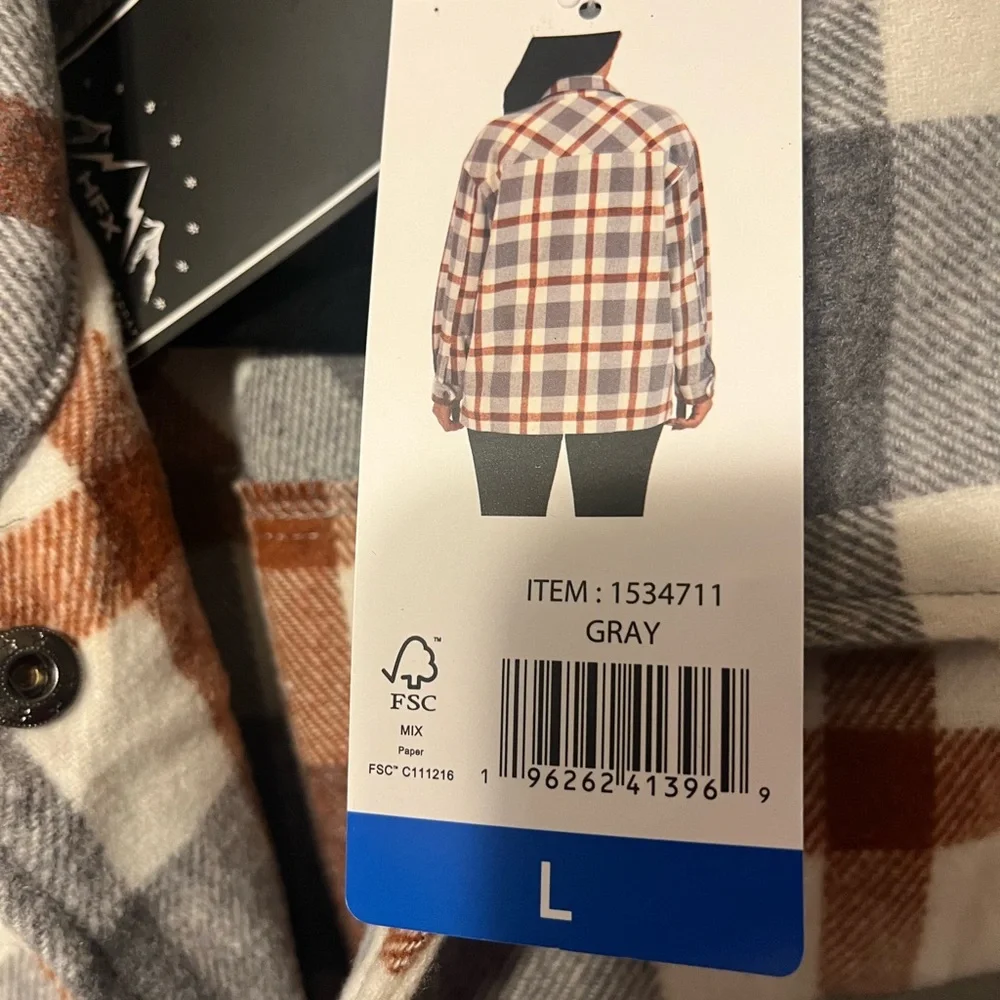 NWT women's tops HFX Plaid Button-Up shirt Jacket size large - Picture 7 of 10
